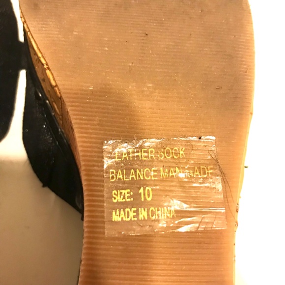 Restricted Black Silver Fleck Cork Wedge Sandals Slides Bow Studded Size 10 - Picture 13 of 13